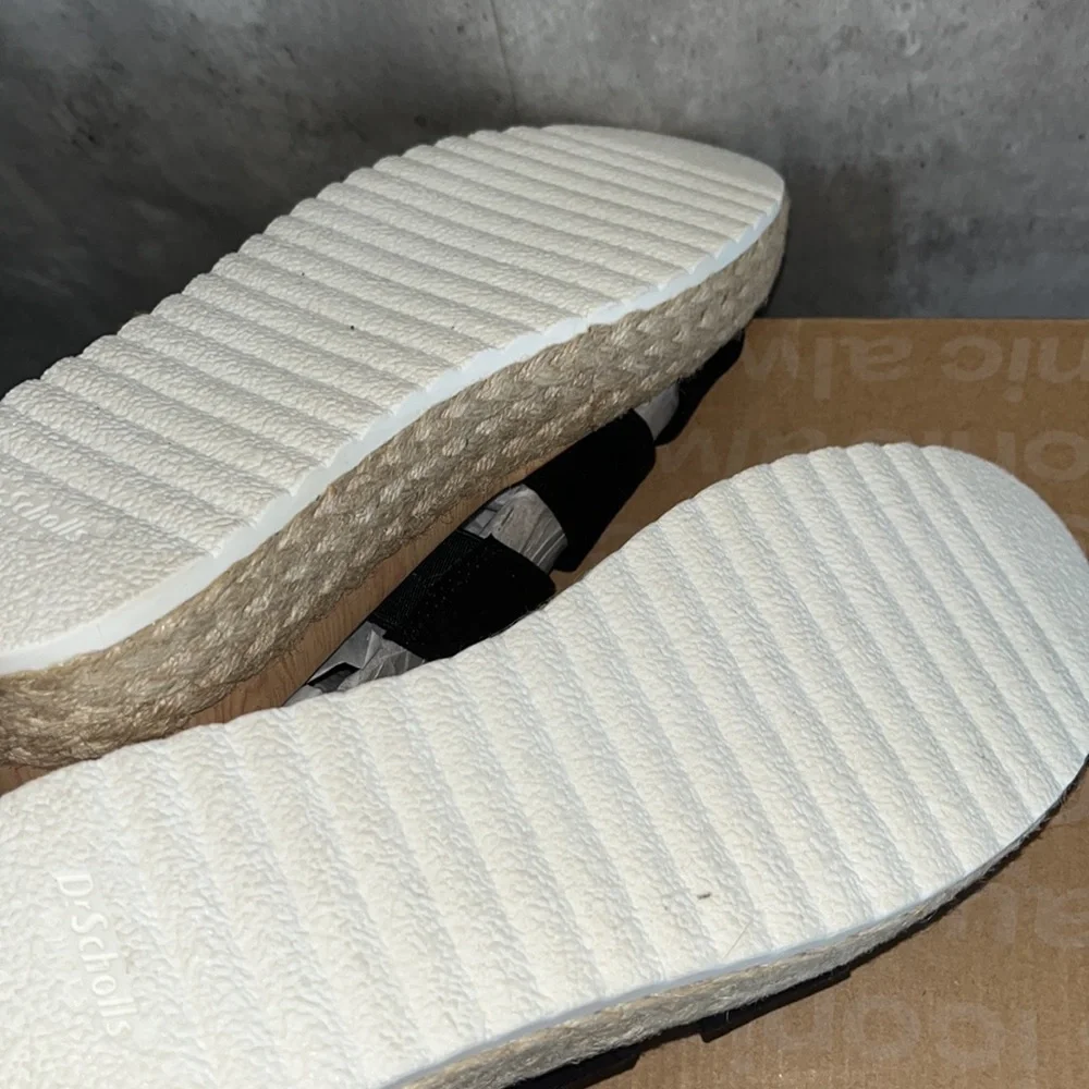 NEW dr scholls electric Black Espadrille Wedge Sandals sz 10